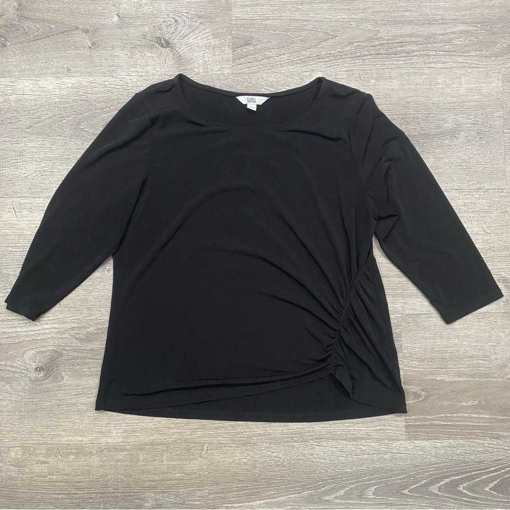 Croft & Barrow Black Women's Blouse with Side Ruching